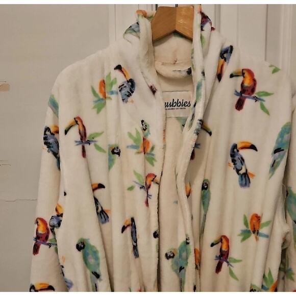 Chubbies Men's Tropical Bird Plush Calf-Length Robe With Tie - Picture 1 of 3